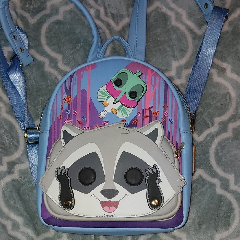 Loungefly Blue and Gray Raccoon Backpack